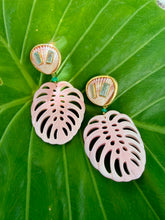Queen Conch Philodendron Leaf Earrings with Tourmalines