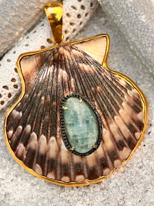 St. James Scallop Pendant with Sugar Aquamarine