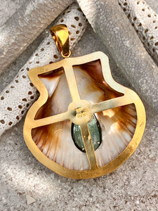 St. James Scallop Pendant with Sugar Aquamarine