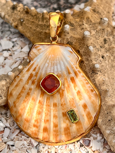 St. James Scallop Pendant with Tourmaline & Peridot