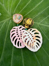 Queen Conch Philodendron Leaf Earrings with Tourmalines