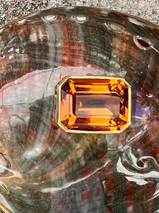 Red Abalone Shell Belt Buckle with Emerald-cut Citrine