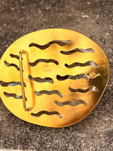 Red Abalone Shell Belt Buckle with Emerald-cut Citrine