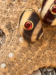 Nerite Shell Earrings with Sapphires