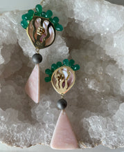 14K Green Garnet Scallop Earrings