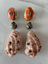 Jasper Bead and Harpa Shell Drop Earrings