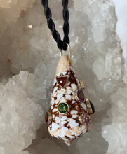 Conus Shell Pendant With Mixed Gemstones