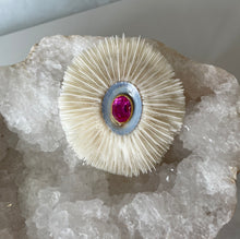 Mushroom Coral Gemstone Brooch