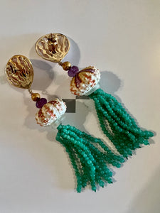 14-Karat Octopus and Emerald Earrings