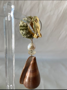 Brown Cone & Urchin Earrings