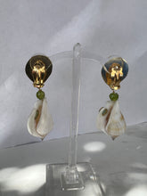 Drop Whelk Shell Earrings with Amazonite and Peridot