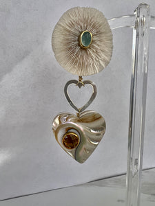 Carved Abalone Hearts with Round Citrine