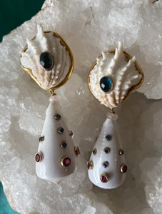 Spondilius & Blue Topaz Earrings