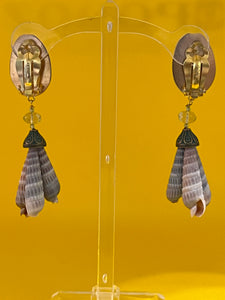 Rare Cowrie and Terebra Shell Drop Earrings