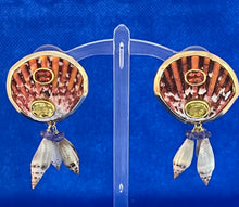 Scallop and Tebebra Shell Earrings with Andesine & Peridot