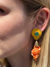 Yellow Scallop and Cymatium Drop Earrings