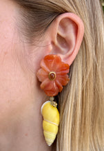 Yellow Snail & Carved Quartz Earrings