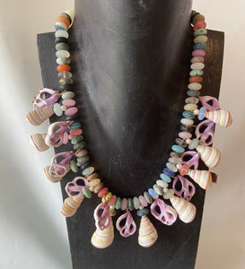 Summer Agate, Shell Necklace