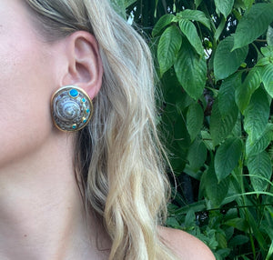 Blue Opal, Snail Vermeil Earrings