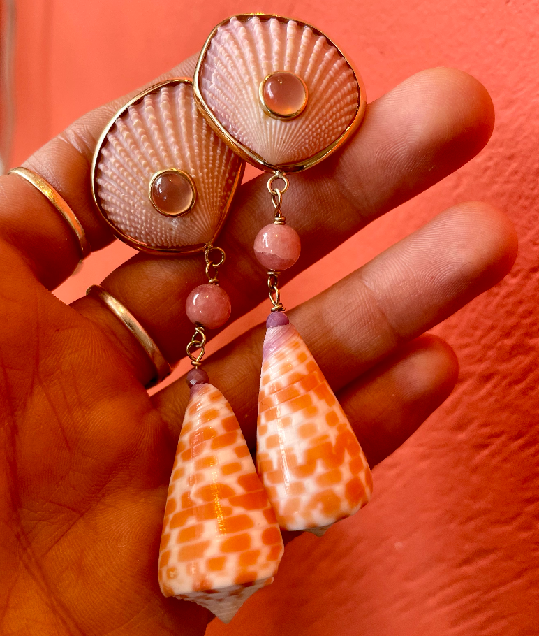 Pink Scallop Earrings