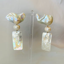 Baroque Pearls, Carved Abalone 14-Karat Gold Earrings