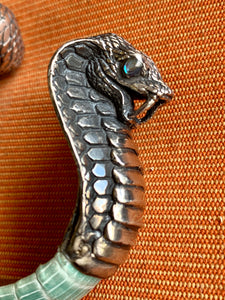 Aqua Lizard-Skin Cuff Bracelet with Sterling Cobra