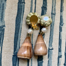 Urchin, Coin Pearl, Cone Shell Clip Earrings