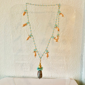 Cameo Shell and Smithsonite Necklace