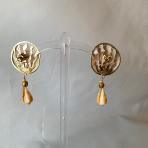 14-Karat Gold, Emerald and Exotic Shell Earrings