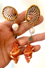 Cockle, Tourmaline, Pearl Vermeil Earrings
