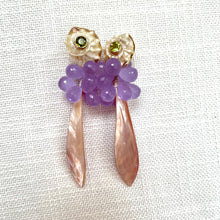 Peridot, Cut Pink Clam, 14-Karat Gold Earrings
