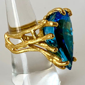 36-Karat Whopper Of A Blue Topaz Ring