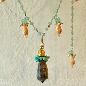 Cameo Shell and Smithsonite Necklace