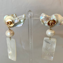 Baroque Pearls, Carved Abalone 14-Karat Gold Earrings