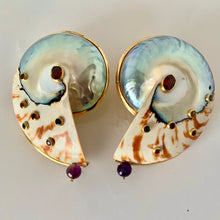 Bold Nautilus, Gemstone Vermeil Earrings